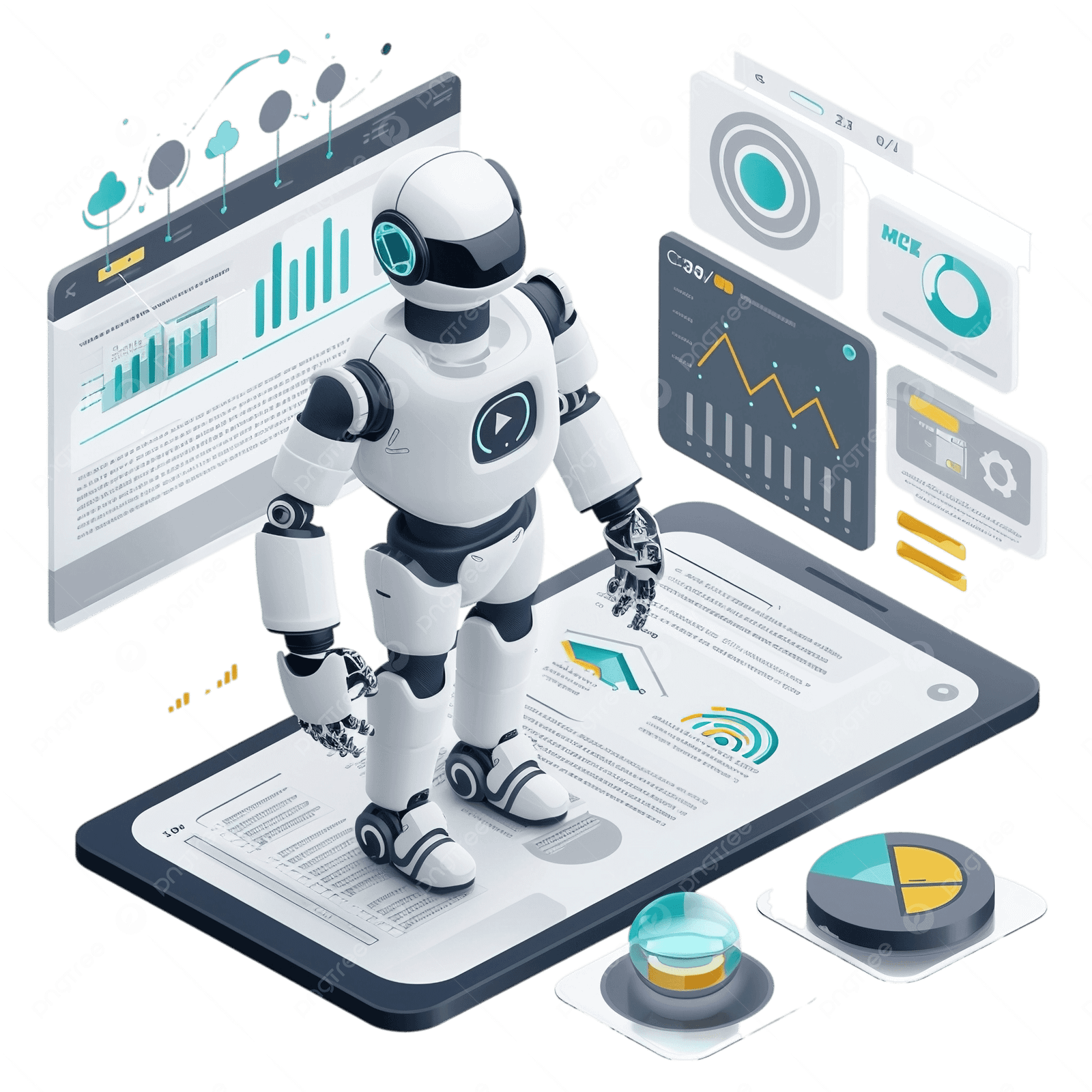 Business analytics and robotic process automation concept